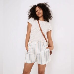 MADEWELL Linen-Blend Track Shorts in Stripe